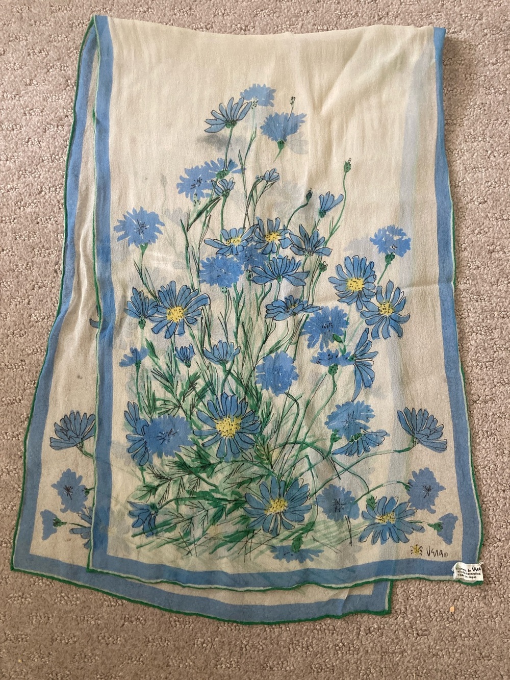 Vintage Vera Neumann silk gauze floral scarf.
